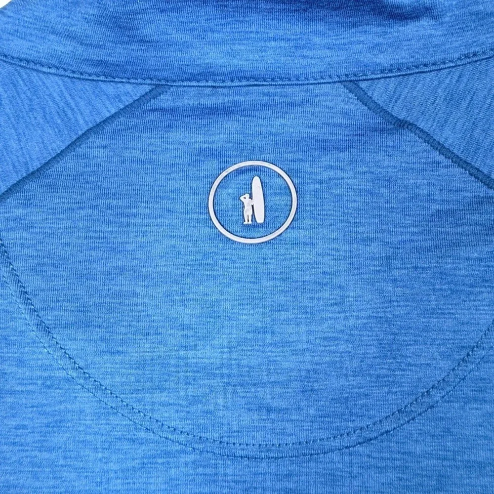 johnnie-O Freeborne Performance Quarter Zip Mens Large Barrels Blue UPF 50 Golf